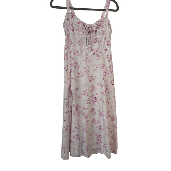 Sim & Sam Dresses & Skirts - Sim Sam Floral Babydoll Midi Dress Women Size L Linen Blend Cottagecore Romantic